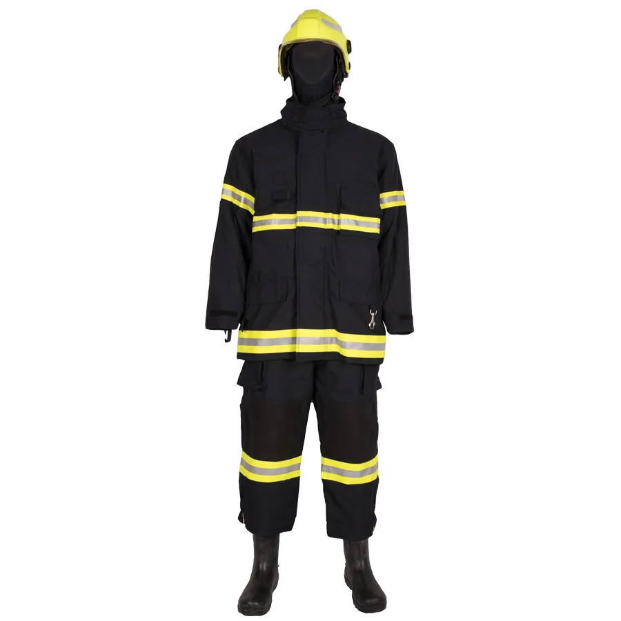 Traje de bombero de dos piezas, vista frontal