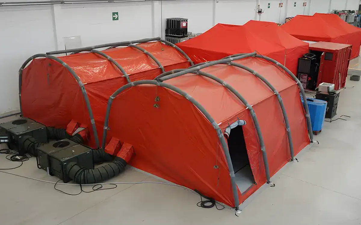 Hispanovema CBRN decontamination station deployed